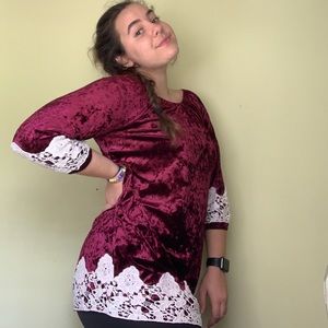 Crushed velvet burgundy tunic